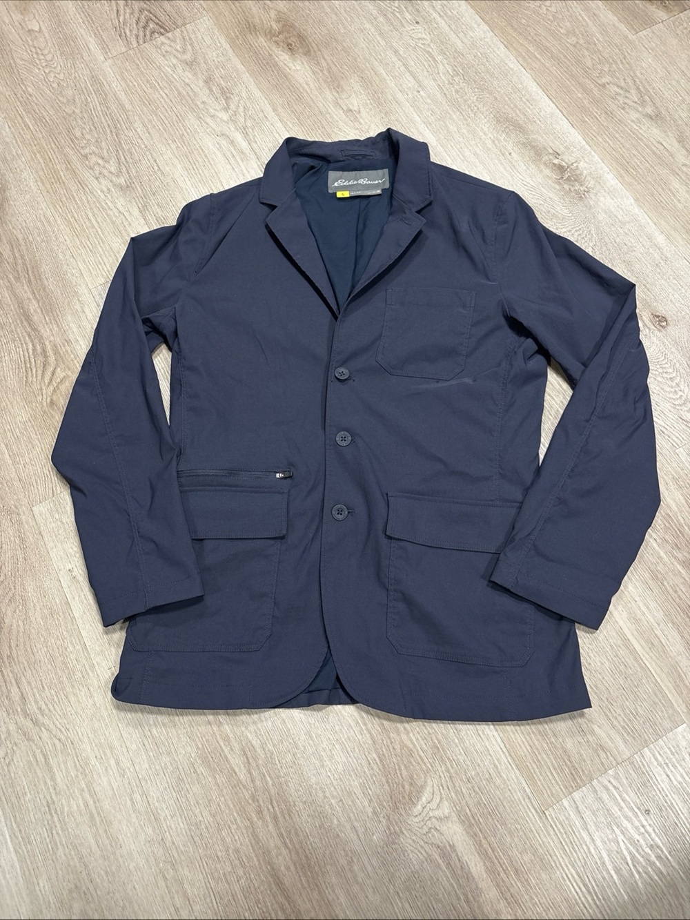 Eddie Bauer Ultimate Voyager Travel Blazer Mens Size 38 Navy Travex Jacket
